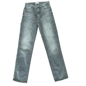 7 for All Mankind High Waist Cropped Straight Gray Jeans Size 26